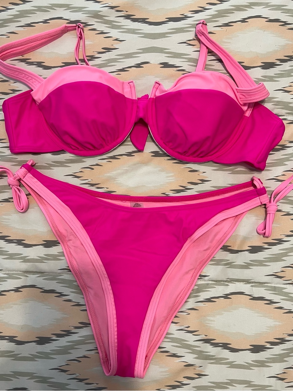Women's Two-Tone Pink Bikini Set